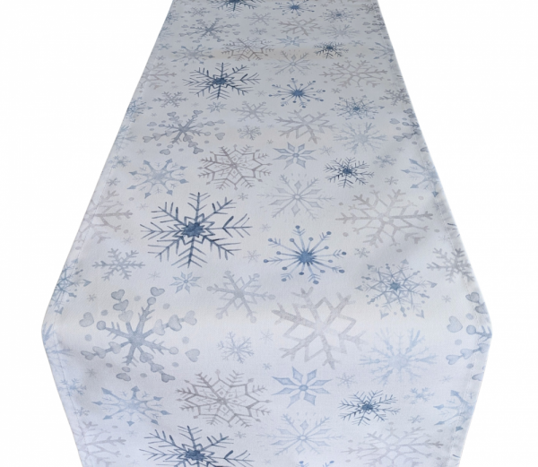 Blue and Grey Snowflakes Christmas Table Runner 100-250cm